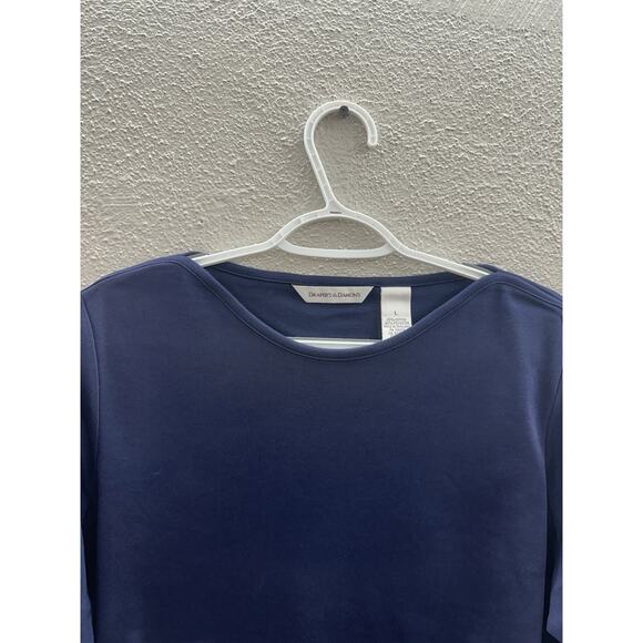 Drapers & Damons Womens Shirt Size Large Blue 3/4 Sleeve Boatneck M14604 - Picture 3 of 11